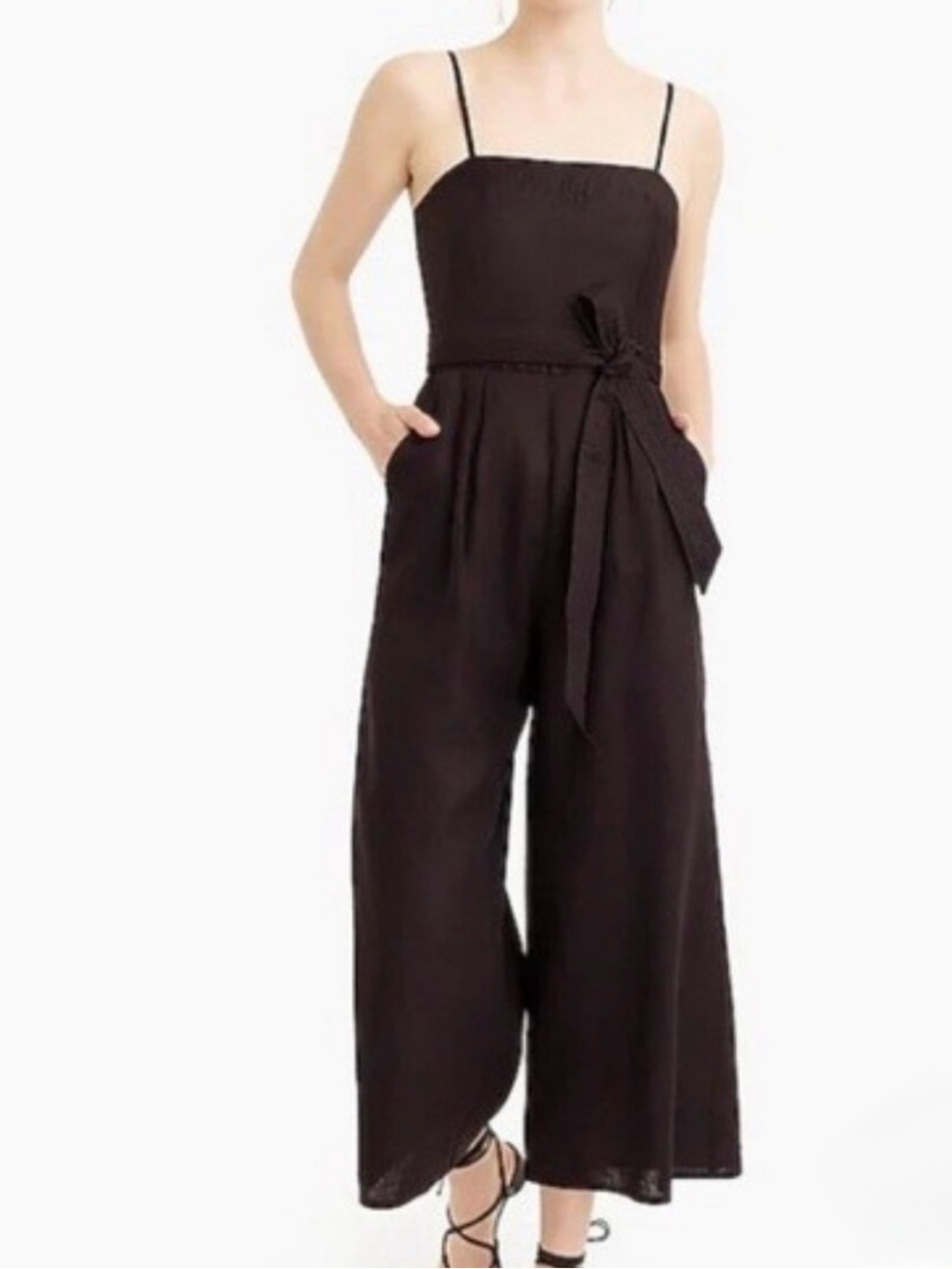 EUC J. Crew Linen Jumpsuit with Waist Tie, sz 10